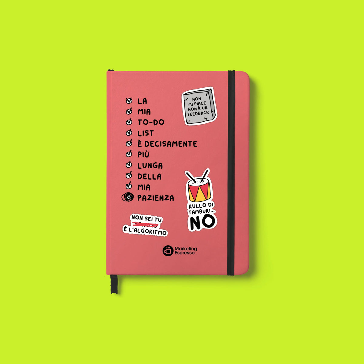 Agenda 2027 Rosa personalizzata con gli adesivi inclusi