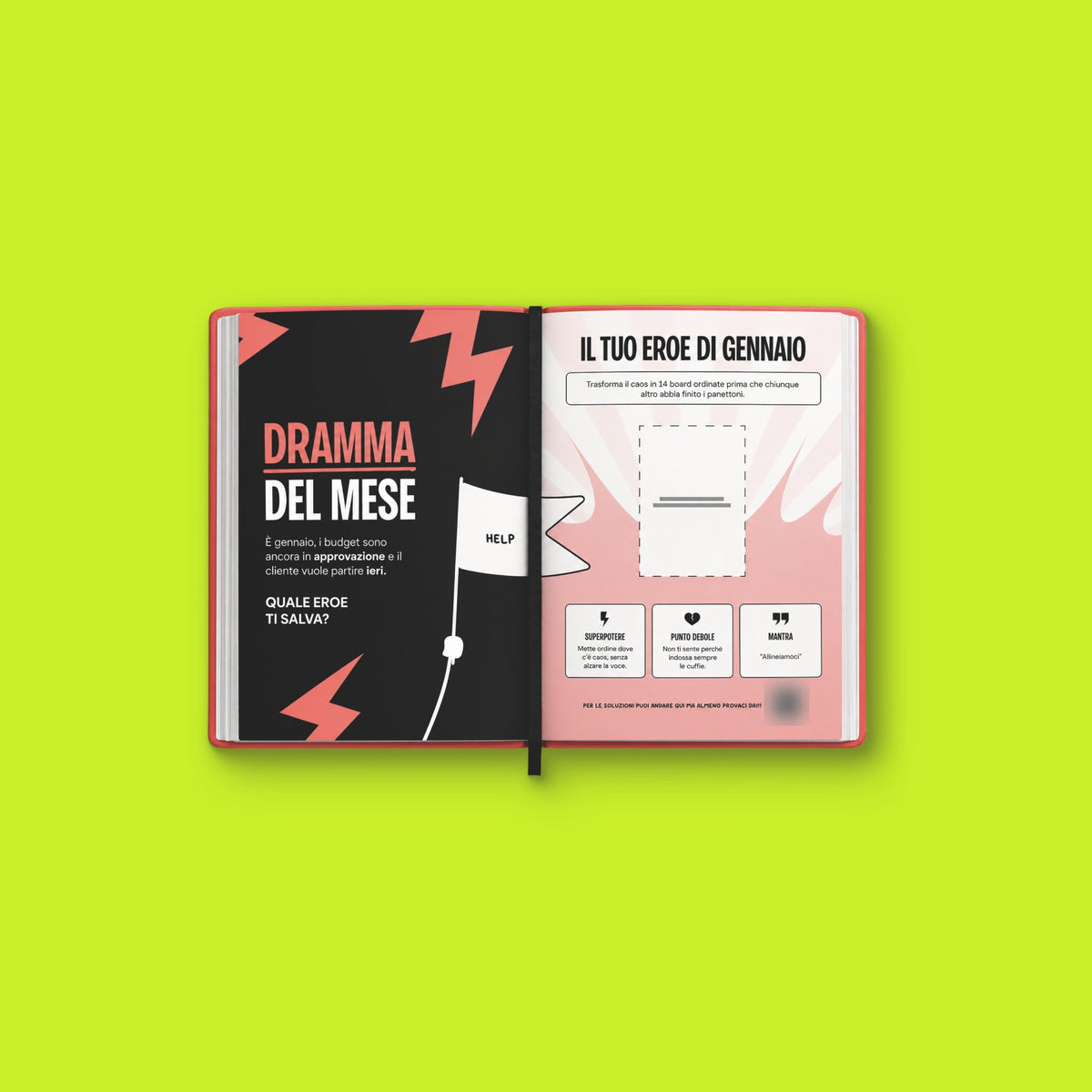 Agenda 2027 Rosa – pagine "Dramma del mese" e "Il tuo eroe"