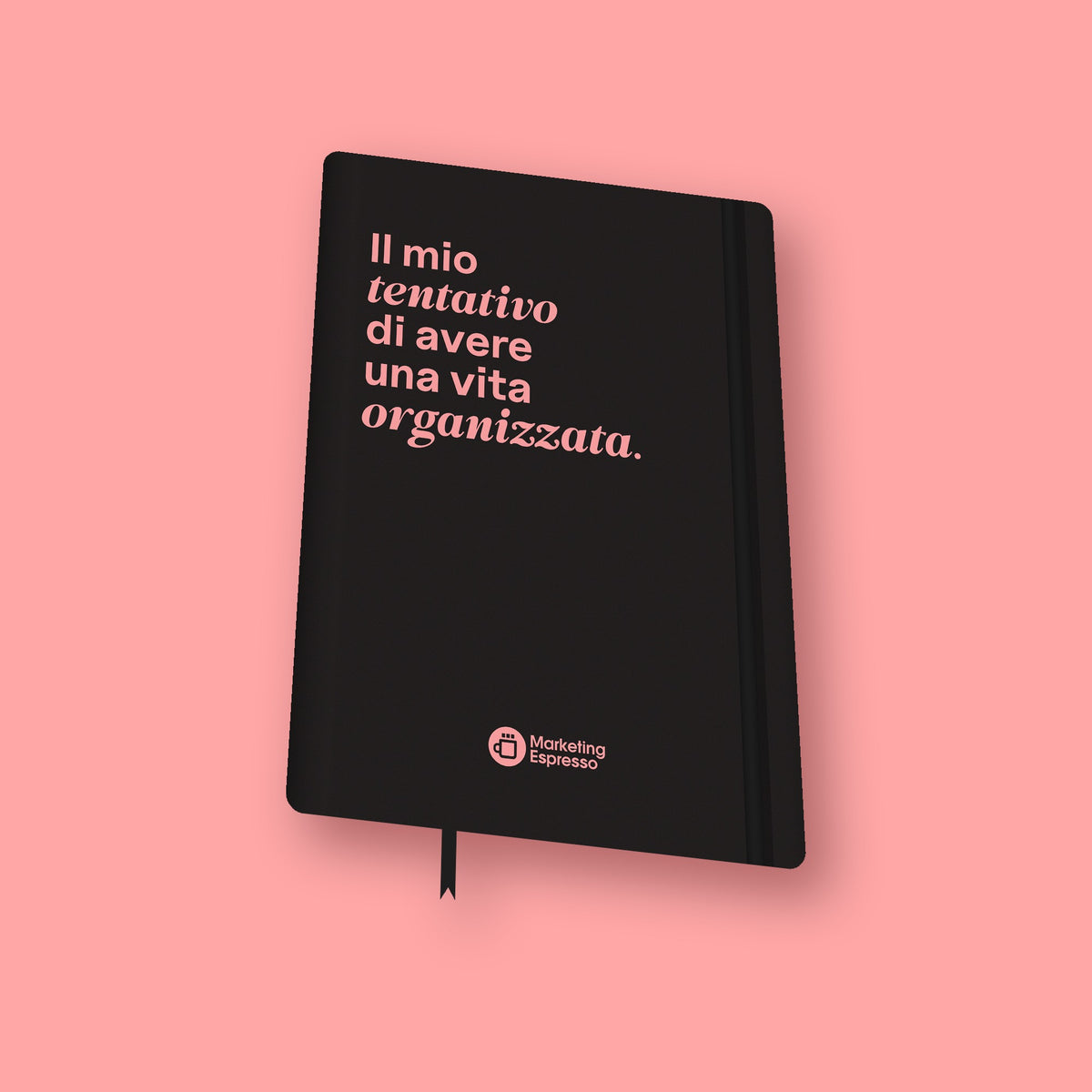 Agenda 2027 Nera – vista in prospettiva con elastico e segnalibro