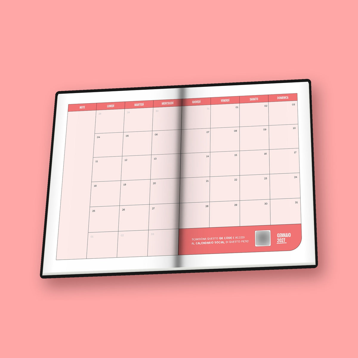 Agenda 2027 Nera – pagine del calendario mensile