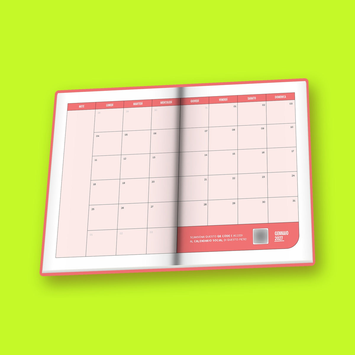 Agenda 2027 Rosa – pagine del calendario mensile