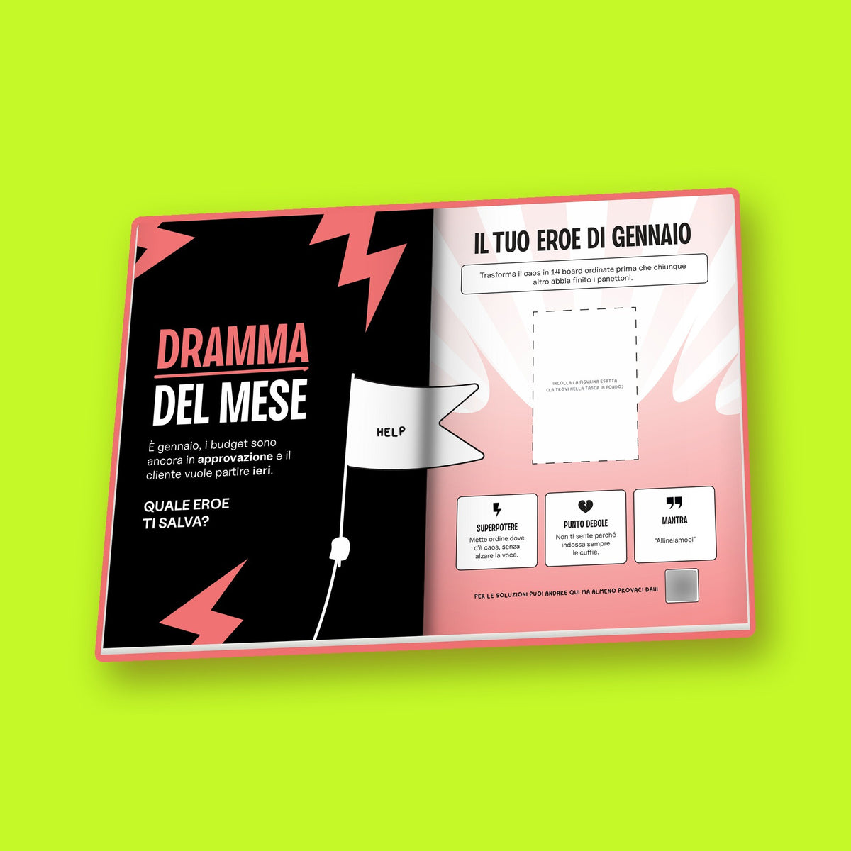 Agenda 2027 Rosa – pagine "dramma del mese" ed eroe del mese